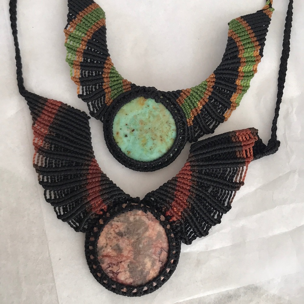 Beautiful hand woven agate necklaces